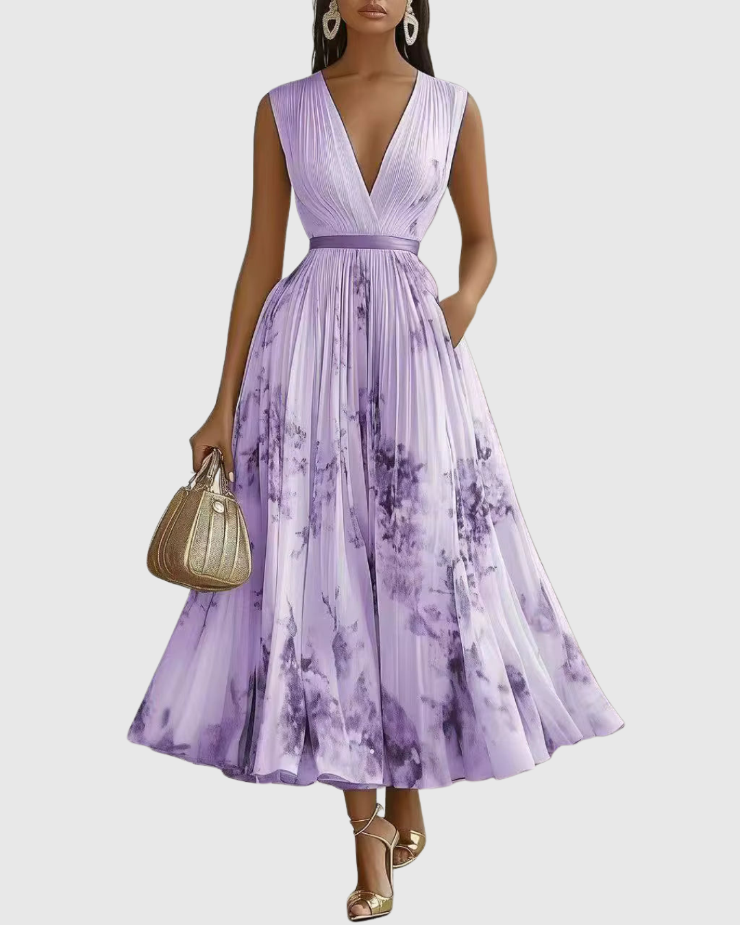 Siena™ | Elegante Plissé Maxi Jurk