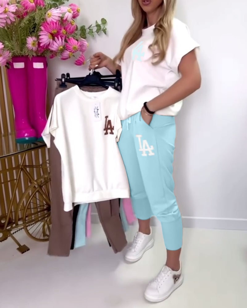Set - Sportieve Broek en T-shirt met Letterprint