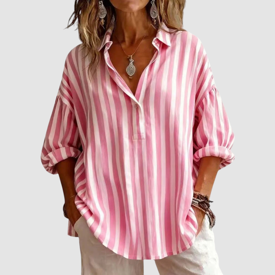 Nora | Loose Striped Blouse with Collar
