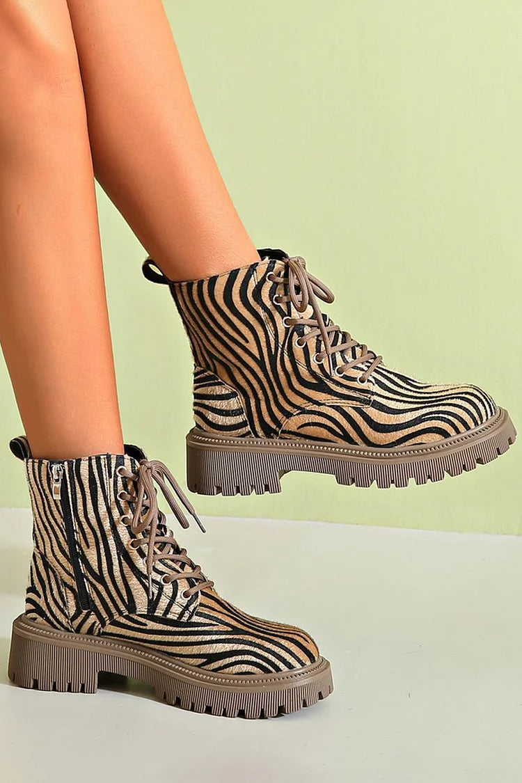 Fenne™ | Zebra-Print Lace-Up Shoes