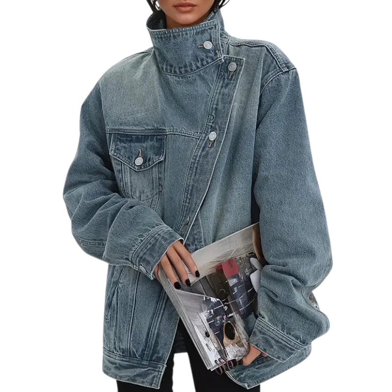 Cleo – Asymmetrisch jasje met knopen in streetstyle