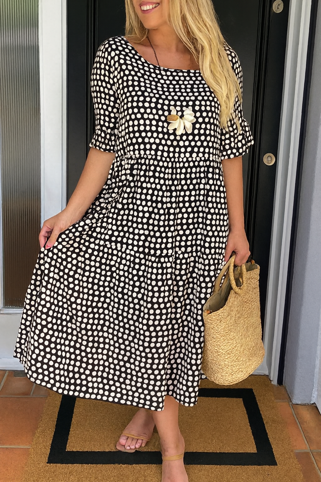 Iris | Midi-jurk met korte mouwen