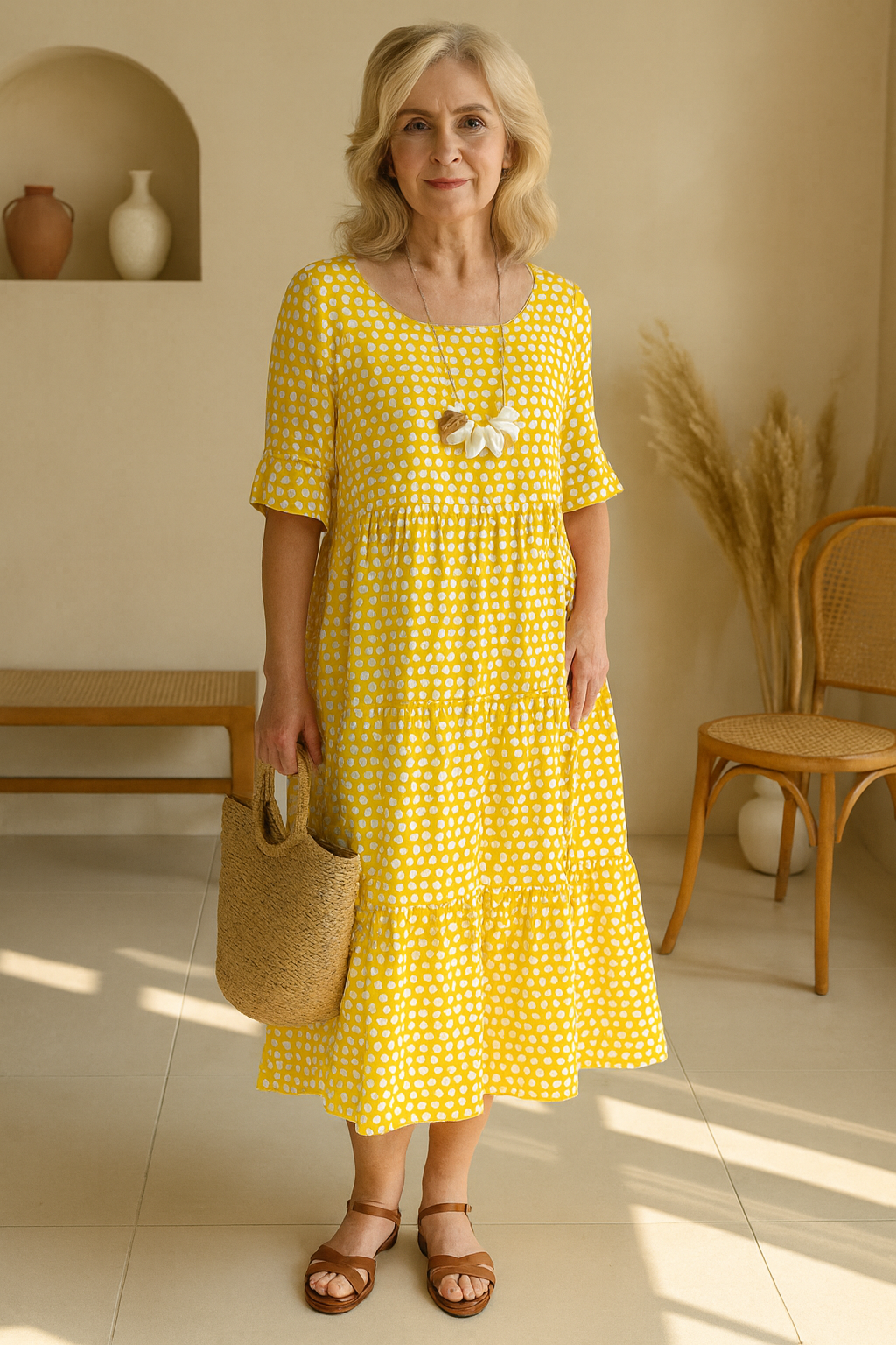 Iris | Midi-jurk met korte mouwen