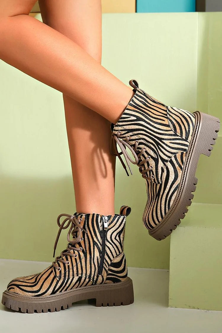 Fenne™ | Zebra-Print Lace-Up Shoes