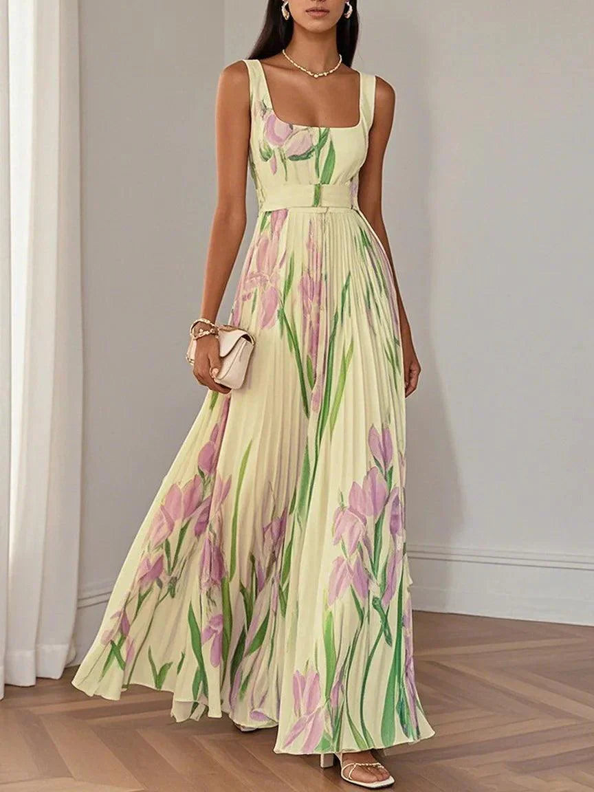Yara™ | Maxijurk van plissé chiffon