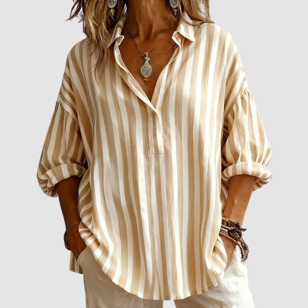 Nora | Loose Striped Blouse with Collar
