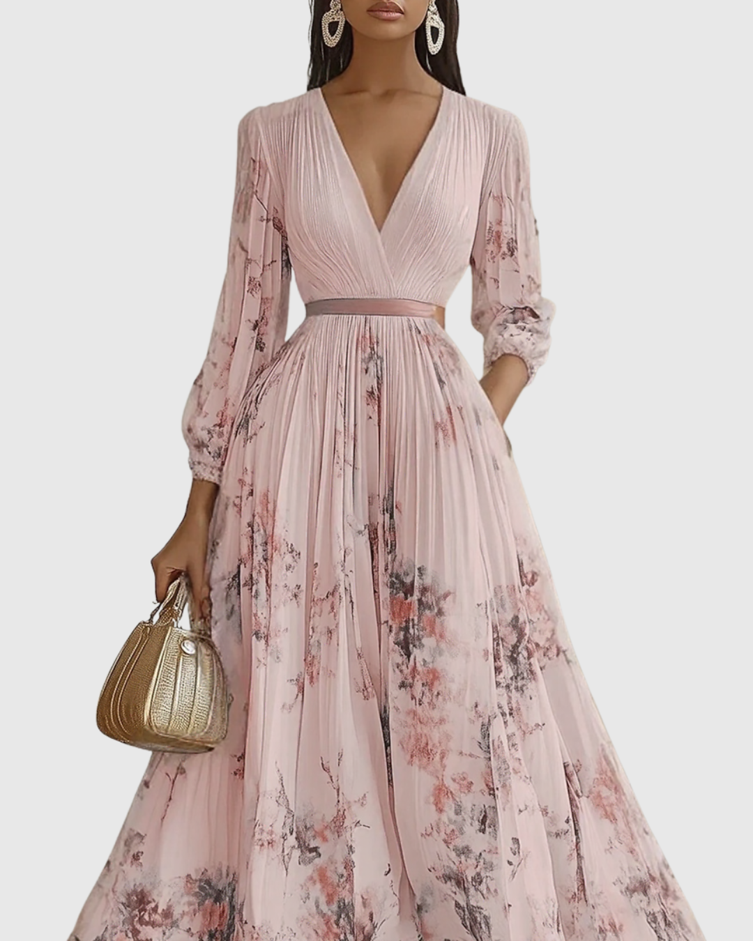 Siena™ | Elegante Plissé Maxi Jurk