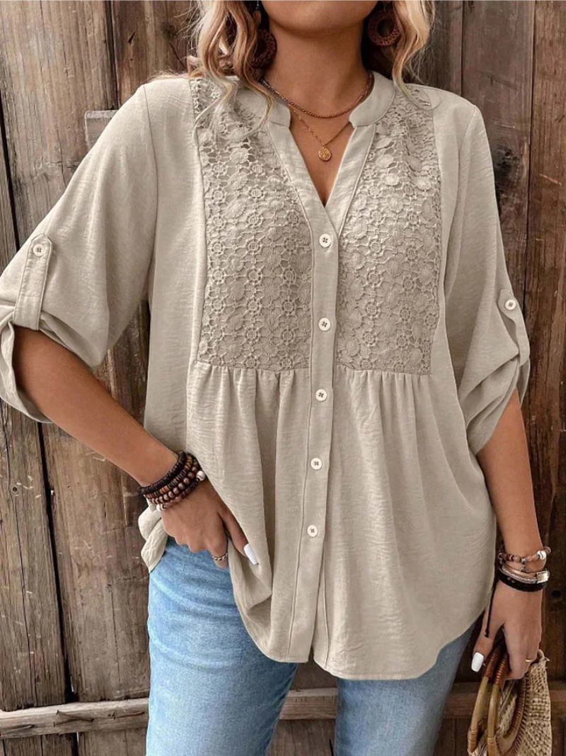 Caroline – V-neck button-down blouse