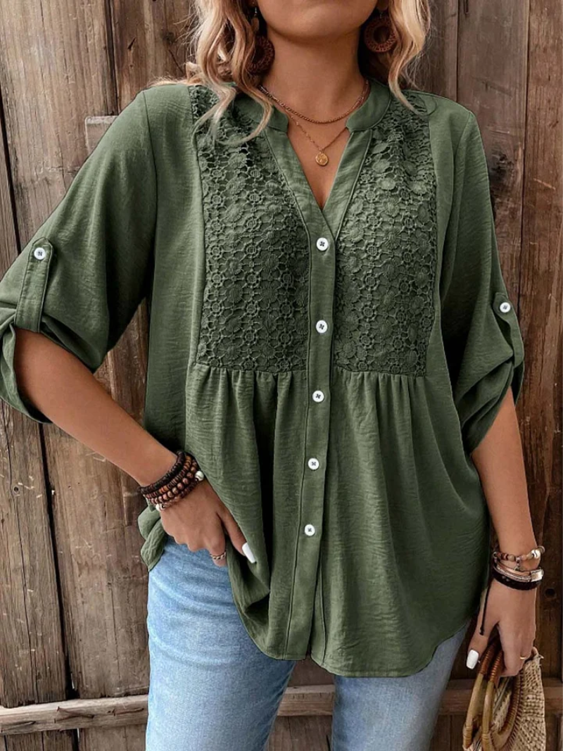 Caroline – V-neck button-down blouse