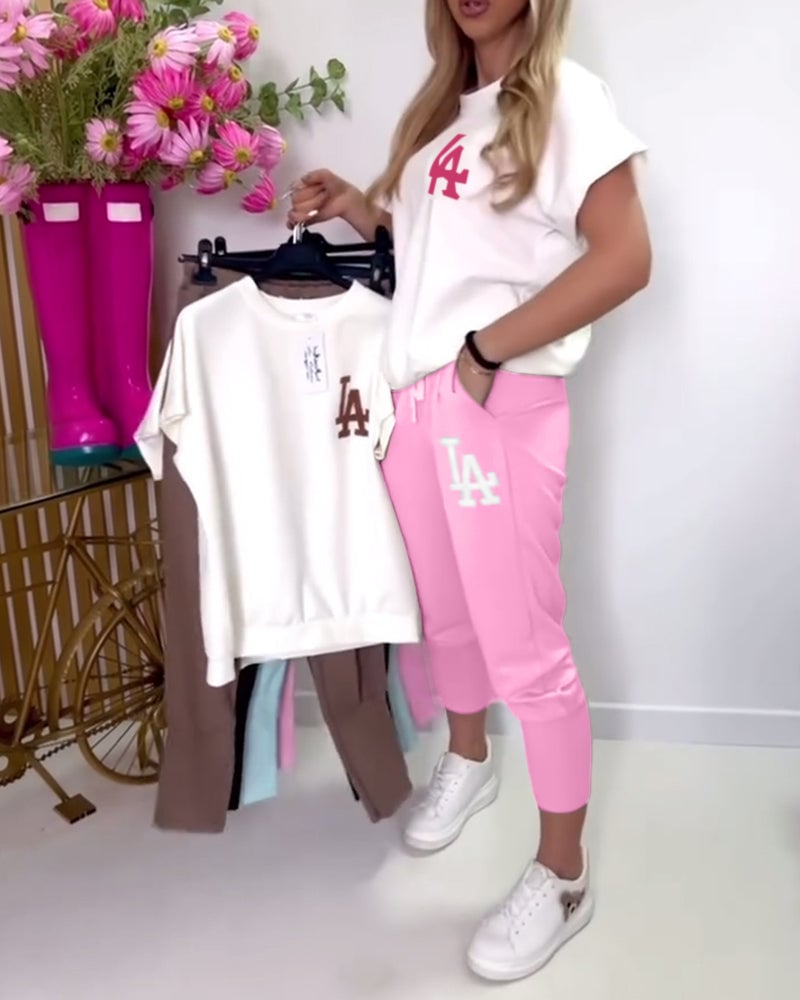 Set - Sportieve Broek en T-shirt met Letterprint