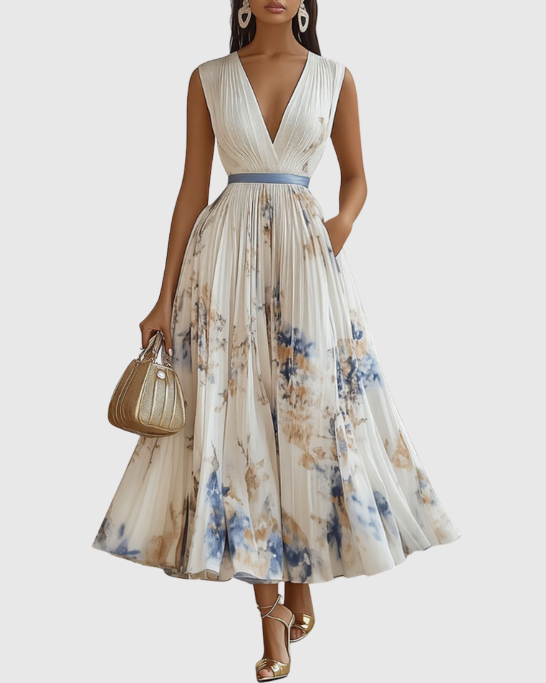 Siena™ | Elegante Plissé Maxi Jurk