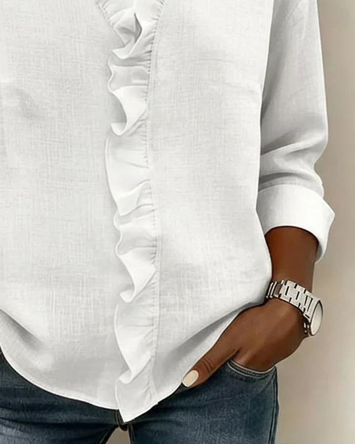 Aletta – Elegante blouse met V-hals en flatterende ruches