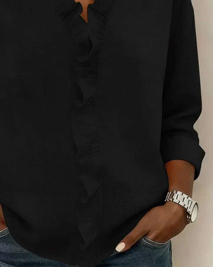 Aletta – Elegante blouse met V-hals en flatterende ruches